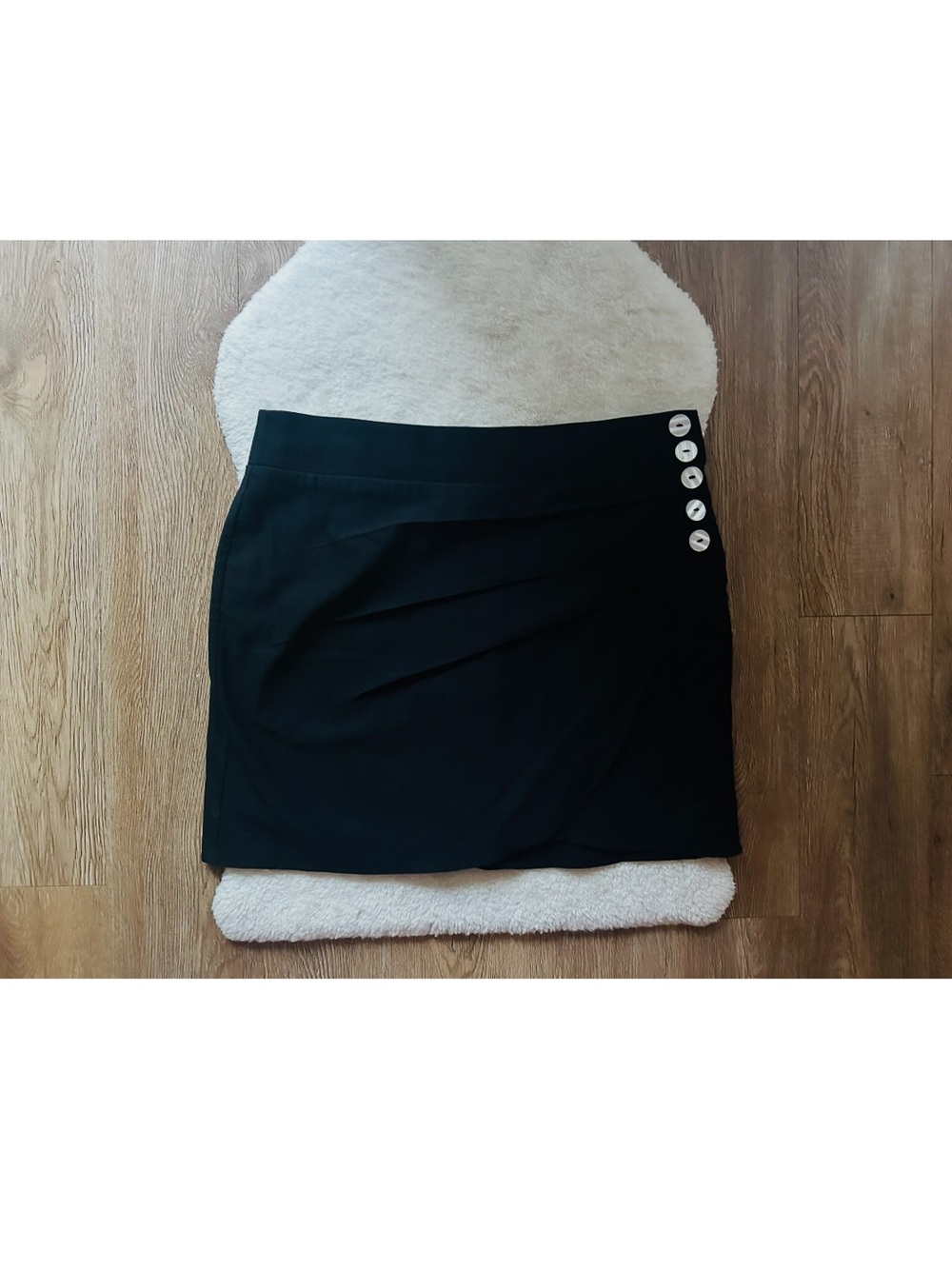 Ella Rafaella Black Faux Wrap Skort White Button Detail Size XL